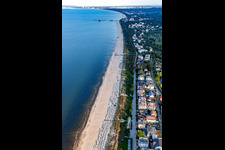 Baltic Sea beach in the evening to Swinoujscie from the northwest in Heringsdorf in the state Mecklenburg-Western Pomerania, Germany