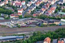 Half-collapsed track shed on Eisenbahnstr in Zittau in the state Saxony, Germany
