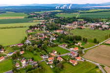 From the north in the background the Polish lignite opencast mine and power plant Turów in the district Burkersdorf in Zittau in the state Saxony, Germany