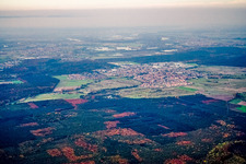 From the southeast in the district Kirrlach in Waghäusel in the state Baden-Wuerttemberg, Germany