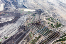 Conveyor belts in the opencast brown coal mine "PGE Górnictwo i Energetyka Konwencjonalna Oddział Kopalnia Węgla Brunatnego Turów in Opolno-Zdrój in the state Lower Silesia, Poland