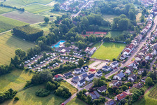 Camping in the Klingbachtal and sports fields in the district Klingen in Heuchelheim-Klingen in the state Rhineland-Palatinate, Germany