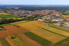 City view from the northeast in Rülzheim in the state Rhineland-Palatinate, Germany