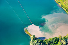 Sand washings at the Giesen bathing lake in the district Liedolsheim in Dettenheim in the state Baden-Wuerttemberg, Germany