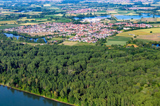 Aerial view of From the northeast in Leimersheim in the state Rhineland-Palatinate, Germany