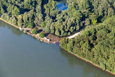 Leimersheim ferry landing stage flooded due to Rhine floods in Leimersheim in the state Rhineland-Palatinate, Germany