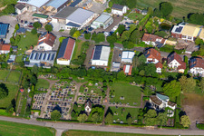 Aerial view of Cemetery in Neupotz in the state Rhineland-Palatinate, Germany