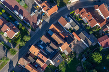 Aerial view of Main Street in Minfeld in the state Rhineland-Palatinate, Germany