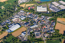 Industriestraße from the west in Hagenbach in the state Rhineland-Palatinate, Germany