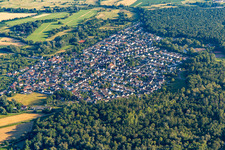 Oblique view of From the north in the district Neuburgweier in Rheinstetten in the state Baden-Wuerttemberg, Germany