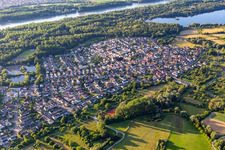 Aerial view of From the southeast in the district Neuburgweier in Rheinstetten in the state Baden-Wuerttemberg, Germany