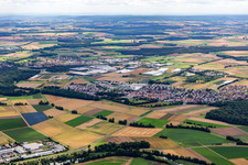 Aerial view of Röthlein in the state Bavaria, Germany
