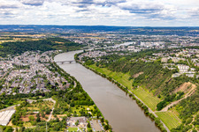 Gülser Bridge over the Moselle from the south in the district Güls in Koblenz in the state Rhineland-Palatinate, Germany