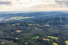 Wind turbines of the Kandrich wind farm in Daxweiler in the state Rhineland-Palatinate, Germany