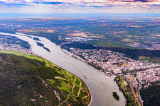 Mouth of the Nahe into the Rhine in the district Bingerbrück in Bingen am Rhein in the state Rhineland-Palatinate, Germany