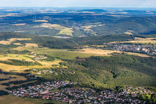 Airport Idar-Oberstein/Göttschied from the northwest in the district Göttschied in Idar-Oberstein in the state Rhineland-Palatinate, Germany