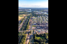 Upper Rhine mineral oil refinery in the district Knielingen in Karlsruhe in the state Baden-Wuerttemberg, Germany from above