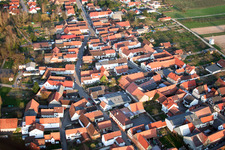 Aerial view of Main Street from the West in Winden in the state Rhineland-Palatinate, Germany