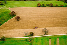 Cultivation of a stubble field in the district Waldwimmersbach in Lobbach in the state Baden-Wuerttemberg, Germany