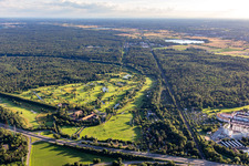Aerial view of Golf course Hofgut Scheibenhardt AG in the district Beiertheim-Bulach in Karlsruhe in the state Baden-Wuerttemberg, Germany