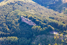Aerial view of Fleckenstein Castle from the southeast in Lembach in the state Bas-Rhin, France