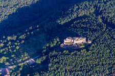 Aerial view of Fleckenstein Castle from the northwest in Lembach in the state Bas-Rhin, France