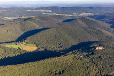 Aerial view of Fleckenstein Castle from the north in Lembach in the state Bas-Rhin, France