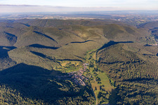 Aerial view of From the west in Niederschlettenbach in the state Rhineland-Palatinate, Germany
