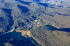 Aerial view of From the west in the district Lauterschwan in Erlenbach bei Dahn in the state Rhineland-Palatinate, Germany