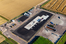 Oblique view of Construction site of the V20 deep drilling site of Vulcan Energy at Schleidberg for the extraction of geothermal energy and lithium in Insheim in the state Rhineland-Palatinate, Germany