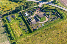 Timber storage area in the district Niederlustadt in Lustadt in the state Rhineland-Palatinate, Germany