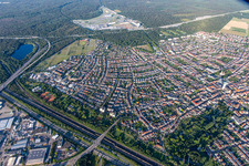Oblique view of Hockenheim in the state Baden-Wuerttemberg, Germany