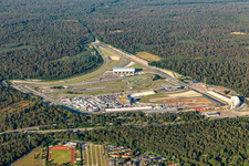 Aerial view of Hockenheimring Baden-Württemberg in Hockenheim in the state Baden-Wuerttemberg, Germany