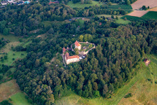 Aerial view of Reichenberg Castle Experience Area in Reichelsheim in the state Hesse, Germany