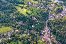Aerial view of St. Mary's Church - Evangelical Parish Schönberg-Wilmshausen in the district Schönberg in Bensheim in the state Hesse, Germany