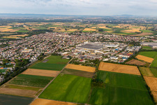 Aerial view of From the northeast in Bürstadt in the state Hesse, Germany