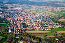 Aerial view of Ketsch in the state Baden-Wuerttemberg, Germany