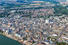 Chemical plant on the banks of the Rhine in the district BASF in Ludwigshafen am Rhein in the state Rhineland-Palatinate, Germany seen from above