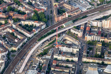 B44 and B38 pass under the railway line at Dammstr in the district Süd in Ludwigshafen am Rhein in the state Rhineland-Palatinate, Germany