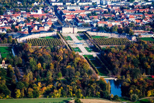 Aerial photograpy of Castle Garden Schwetzingen in Schwetzingen in the state Baden-Wuerttemberg, Germany