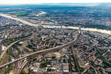 Oblique view of District Süd in Ludwigshafen am Rhein in the state Rhineland-Palatinate, Germany