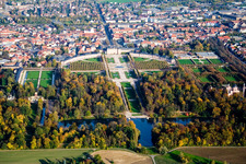 Castle Garden Schwetzingen in Schwetzingen in the state Baden-Wuerttemberg, Germany seen from above