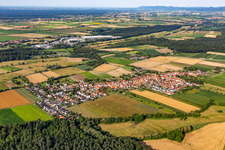 From the northeast in Erlenbach bei Kandel in the state Rhineland-Palatinate, Germany from above