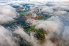 Aerial view of Village from the northeast under clouds in Oberhausen in the state Rhineland-Palatinate, Germany