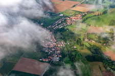 Village from the east under clouds in Oberhausen in the state Rhineland-Palatinate, Germany