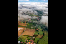 Village from the east under clouds in the district Drusweiler in Kapellen-Drusweiler in the state Rhineland-Palatinate, Germany