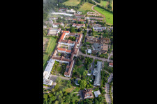 Bird's eye view of Dense clouds over the Palatinate Hospital for Psychiatry and Neurology in Klingenmünster in the state Rhineland-Palatinate, Germany
