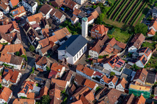 Aerial view of St. Ludwig Church in Eschbach in the state Rhineland-Palatinate, Germany