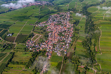 Village from the east in the morning under clouds in the district Arzheim in Landau in der Pfalz in the state Rhineland-Palatinate, Germany