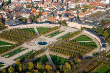 Bird's eye view of Castle Garden Schwetzingen in Schwetzingen in the state Baden-Wuerttemberg, Germany